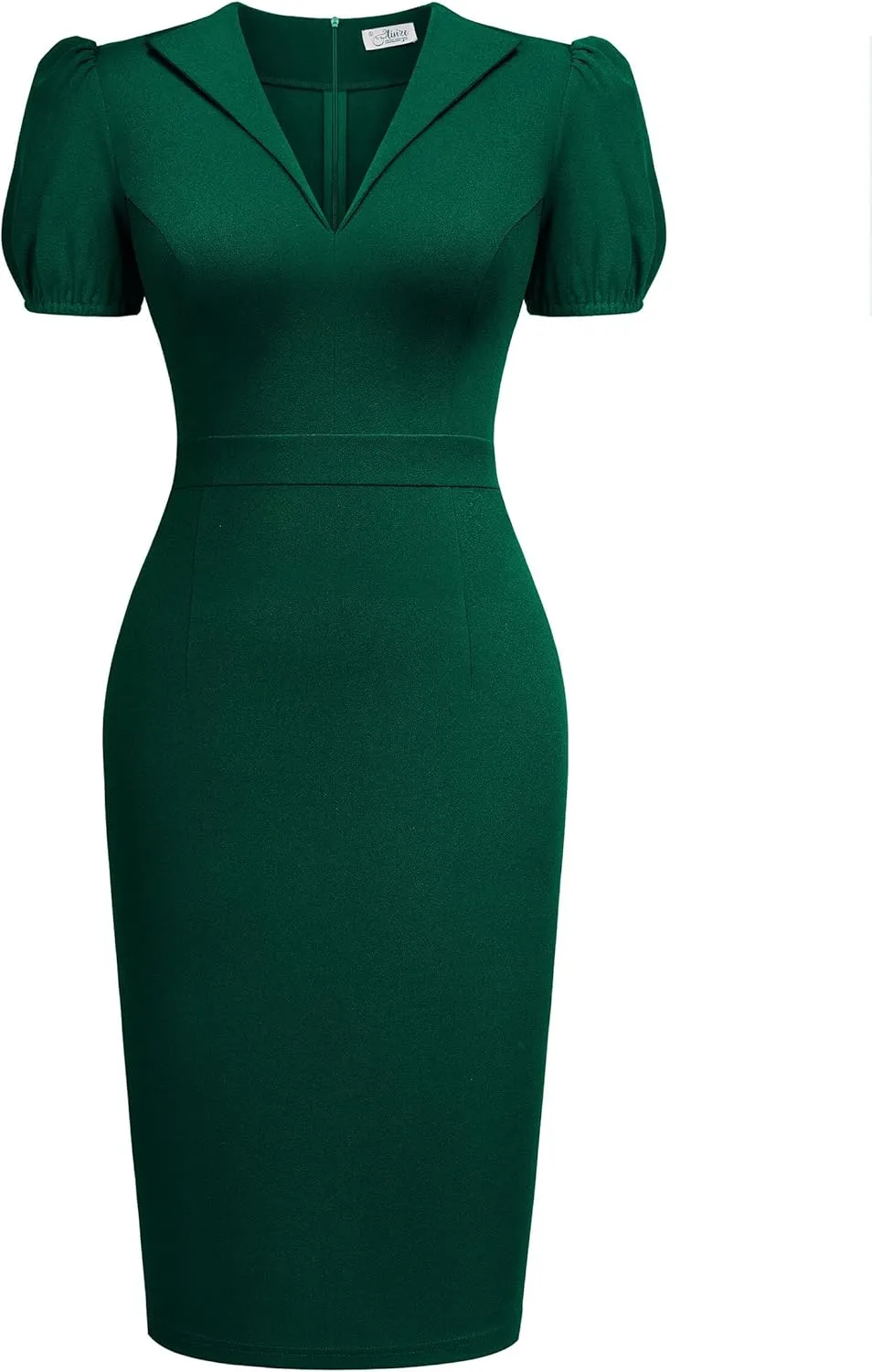 AISIZE Women's V-Neck Elegant Puff Sleeve Cocktail Sheath Party Dress