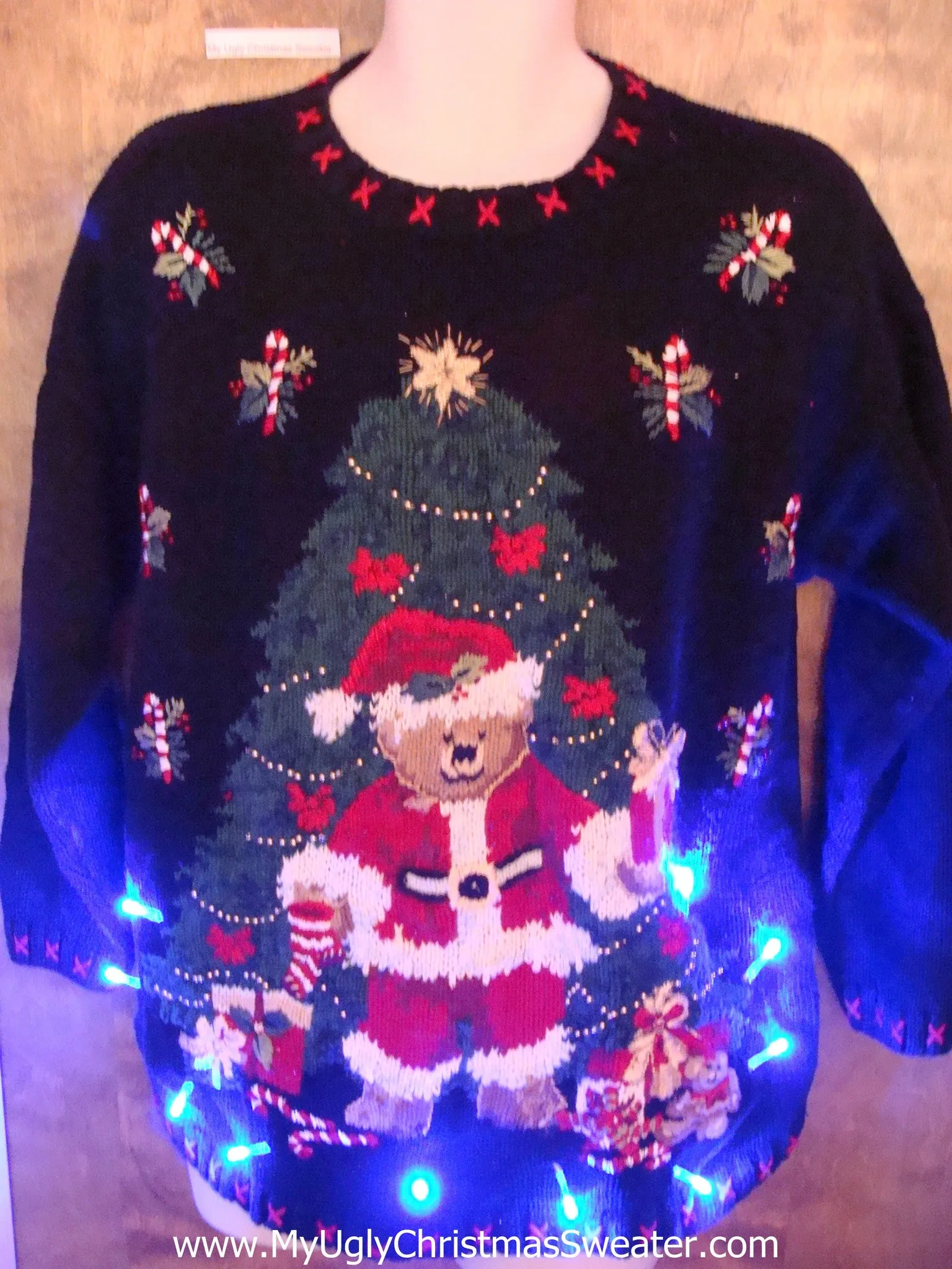 Best Teddy Bear Santa Light Up Ugly Xmas Sweater