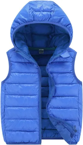 Boys Girls Winter Hooded Puffer Vest Lightweight Sleeveless Puffer Jacket Packable Quilted Vest Kids Padded Down Coat