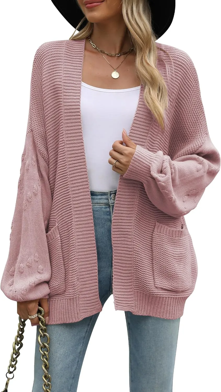 Cakulo Womens 2025 Oversized Chunky Cardigan Sweaters Fall Fashion Open Front Knit Long Sleeve Pockets Cardigans