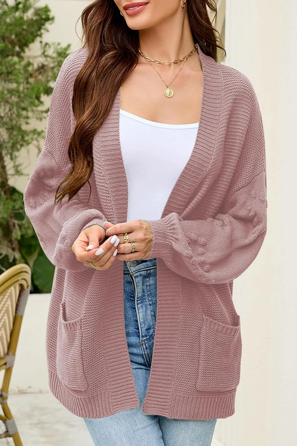 Cakulo Womens 2025 Oversized Chunky Cardigan Sweaters Fall Fashion Open Front Knit Long Sleeve Pockets Cardigans