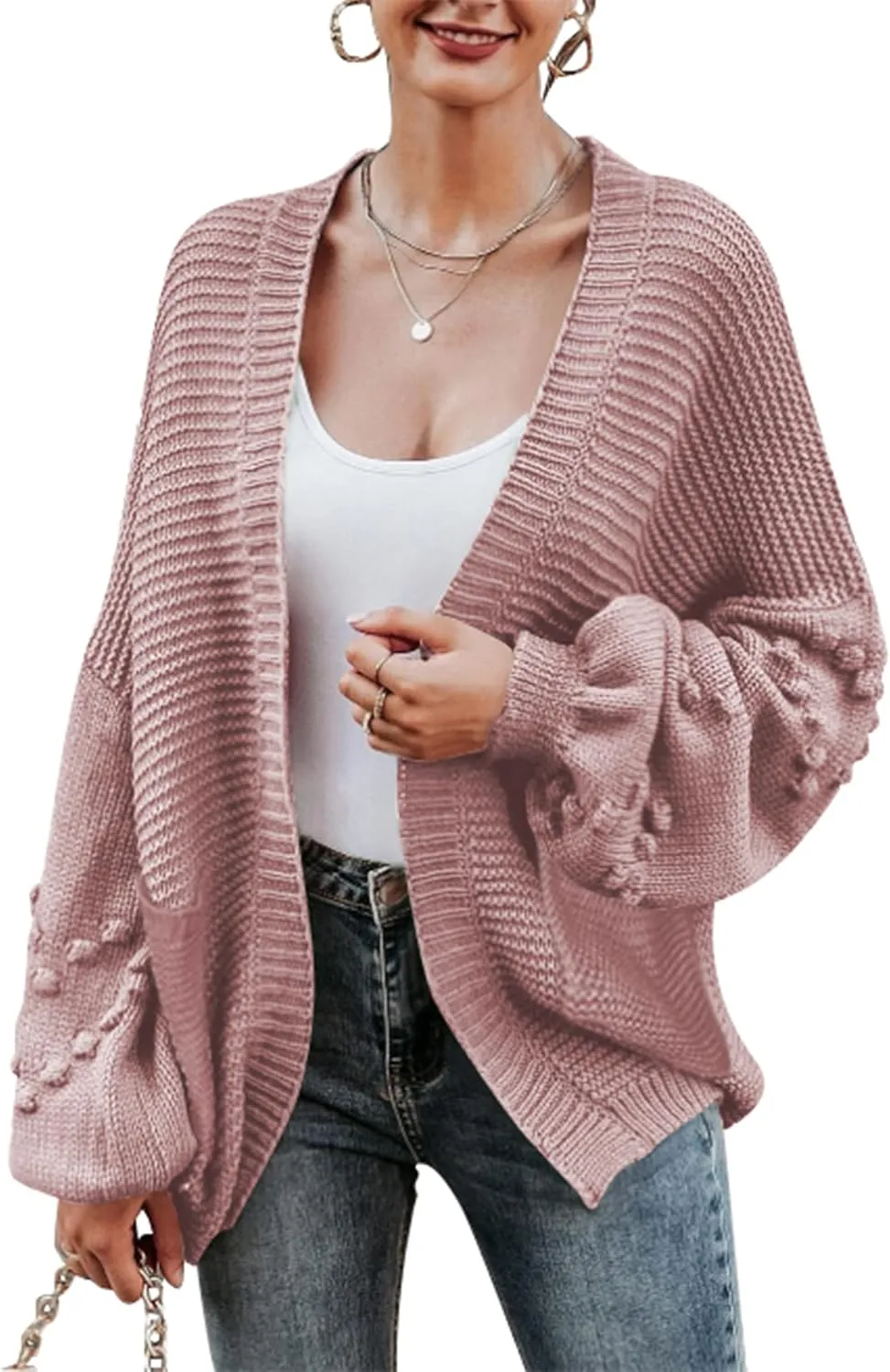 Cakulo Womens 2025 Oversized Chunky Cardigan Sweaters Fall Fashion Open Front Knit Long Sleeve Pockets Cardigans