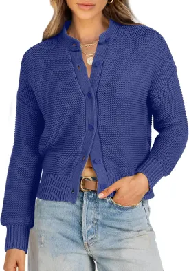 Caracilia Cardigan Sweaters for Women Cropped Open Front Tweed Knit Button Down Dressy Casual Jacket 2025 Spring Outwear