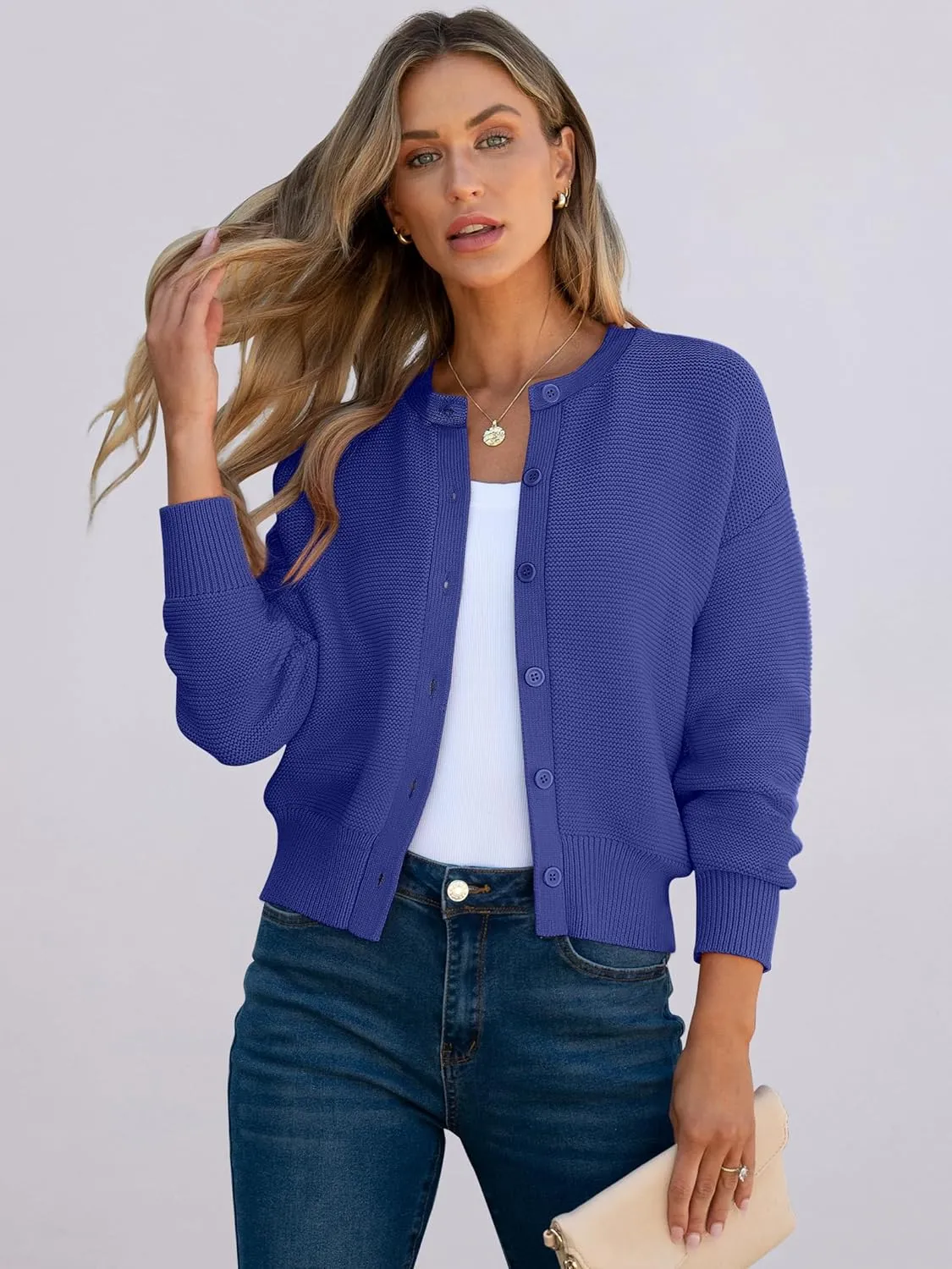 Caracilia Cardigan Sweaters for Women Cropped Open Front Tweed Knit Button Down Dressy Casual Jacket 2025 Spring Outwear