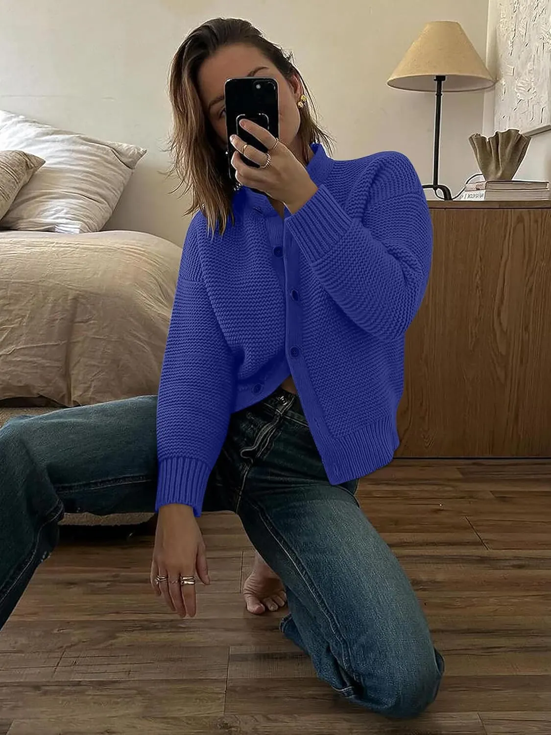 Caracilia Cardigan Sweaters for Women Cropped Open Front Tweed Knit Button Down Dressy Casual Jacket 2025 Spring Outwear