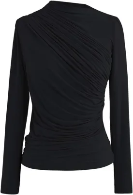 CHICWISH Women's Mock Neck Ruched Long Sleeves Knit Top