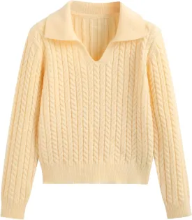 CIDER Knit Polo Long Sleeve Top
