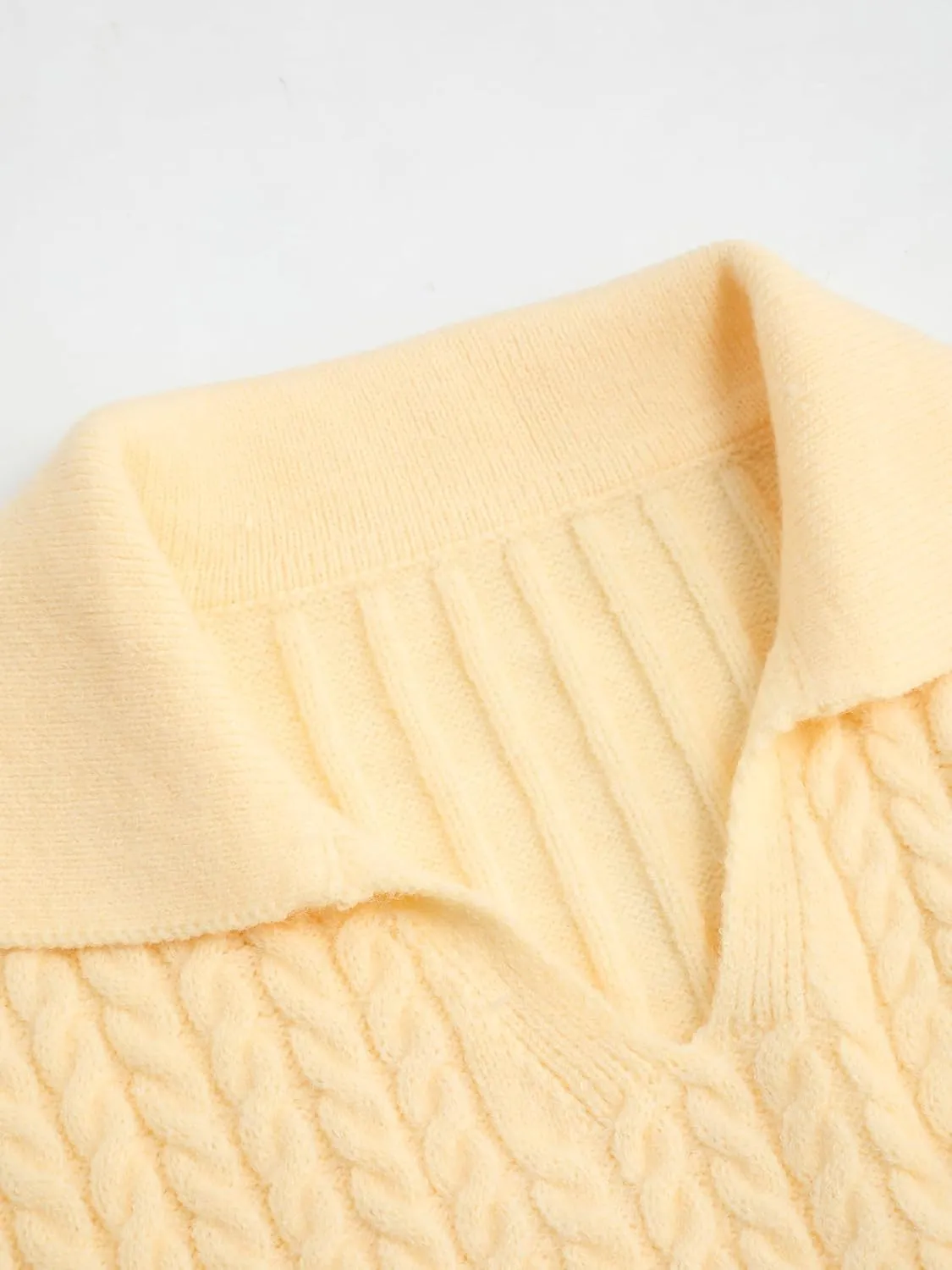CIDER Knit Polo Long Sleeve Top