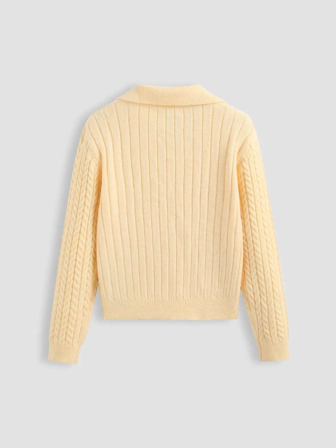 CIDER Knit Polo Long Sleeve Top