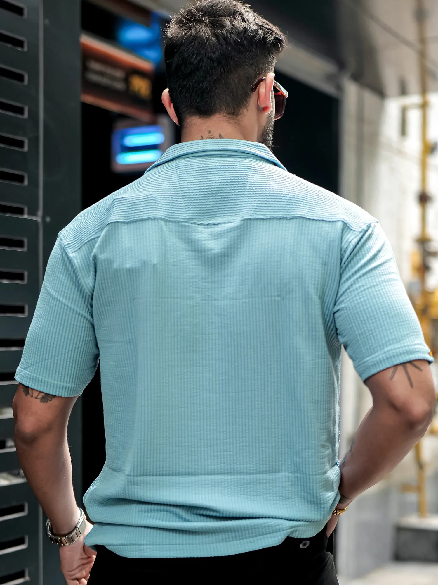 Elliot Knit Lite Blue Lycra Shirt