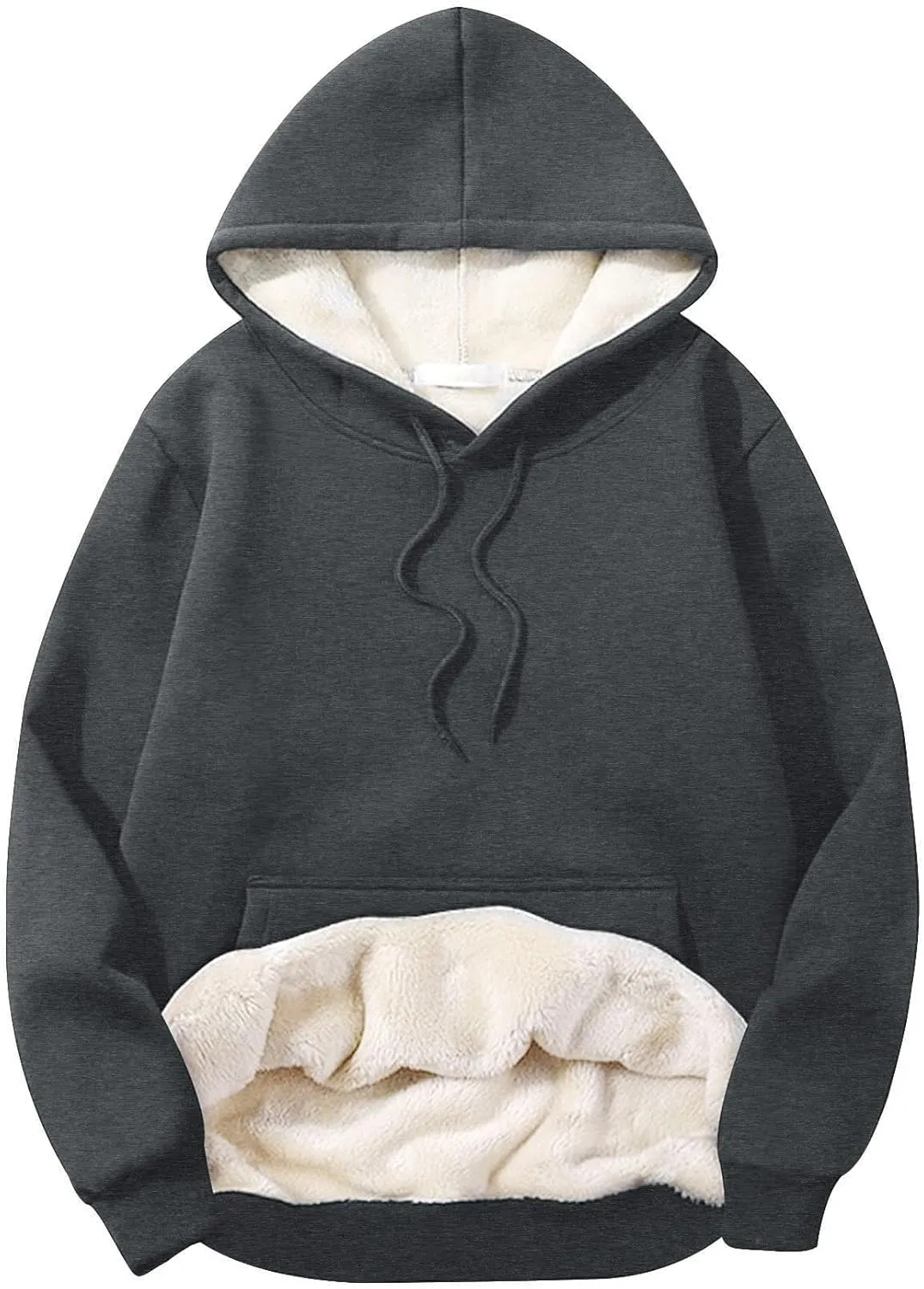 Flygo Men's Casual Fleece Sherpa Lined Hoodie Winter Warm Pullover Hooded Sweatshirt