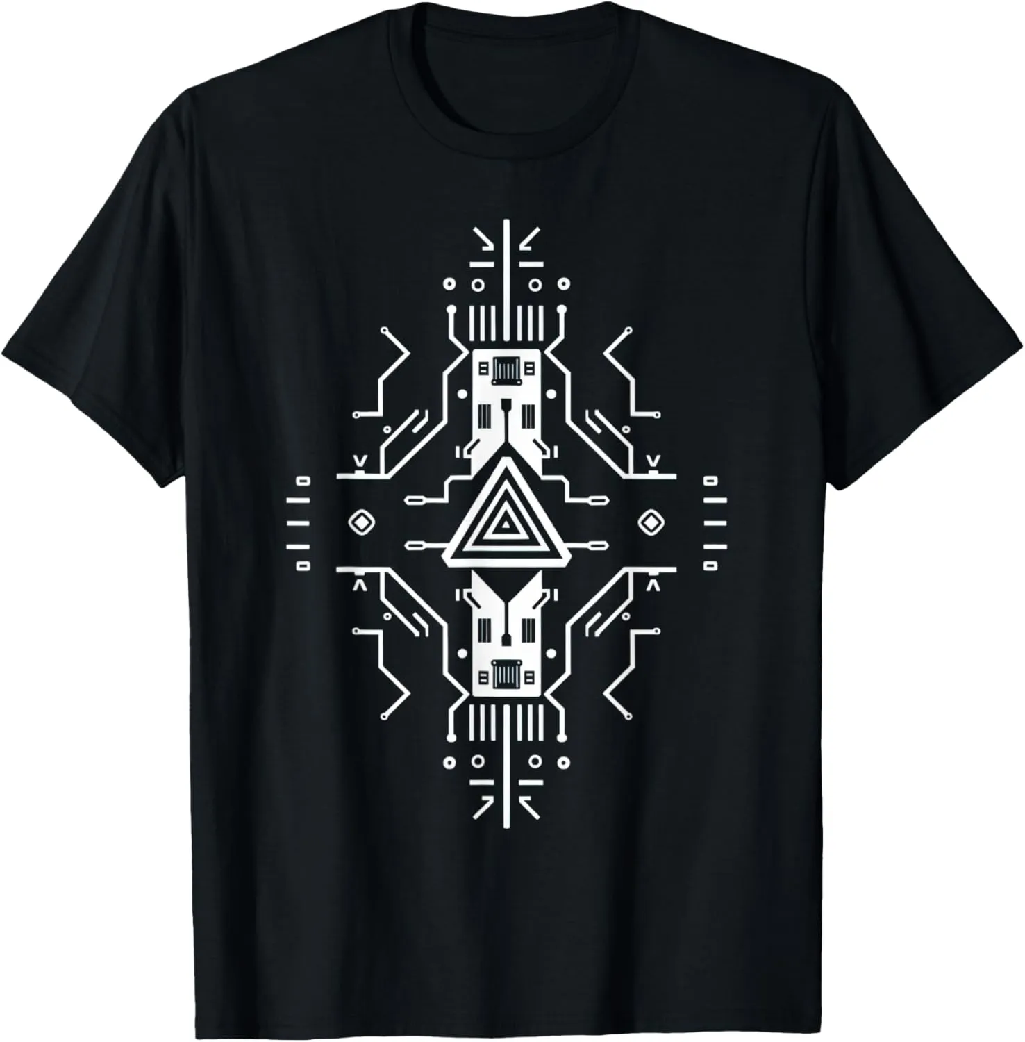 Geometric Abstract Circuitry Inspired Pattern T-Shirt
