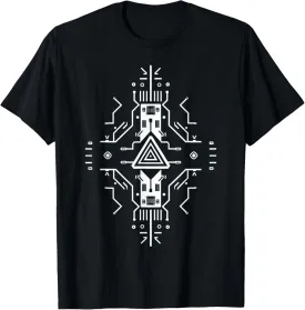 Geometric Abstract Circuitry Inspired Pattern T-Shirt
