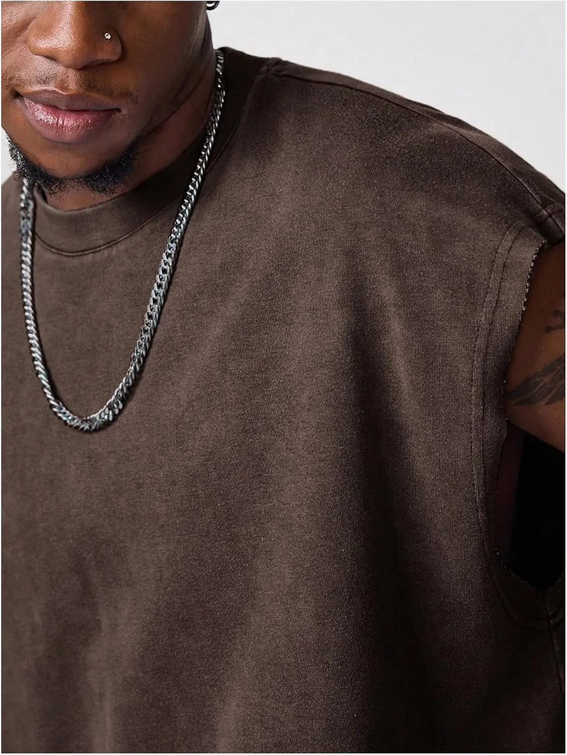 GORGLITTER Men's Dolman Sleeve Crop Vest Top Crewneck Loose Pullover Tank Tops