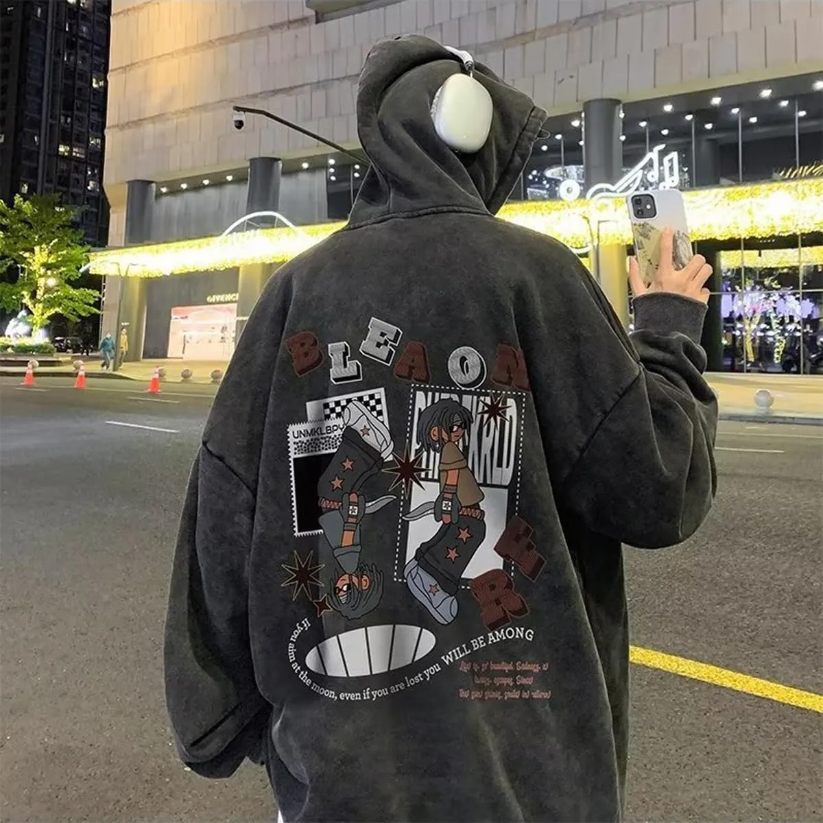 Gothic Short Sleeved T-Shirt, Men's Cartoon Anime Printed T-Shirt, Men's Retro Dark Hiphop high Street top