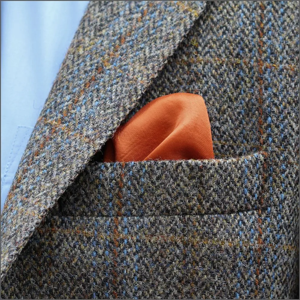 Harris Tweed Brown, Blue Herringbone Jacket>>