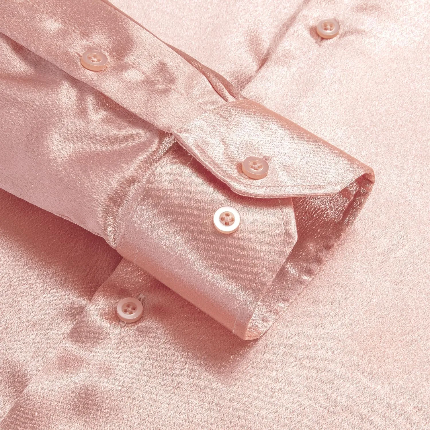 Hi-Tie Mens Long Sleeve Dress Shirt Satin Button Down Casual Prom Wedding Regular Fit Button Up Shirt