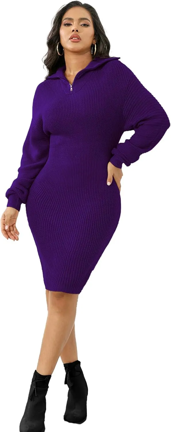 IyMoo Women's 2025 V Neck Ribbed Long Sleeve Bodycon Pullover Cute Mini Sweater Dress