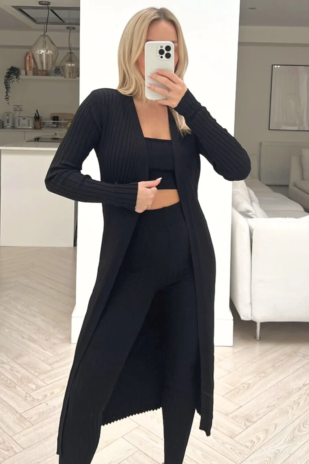Kendall black 3 piece ribbed legging coord