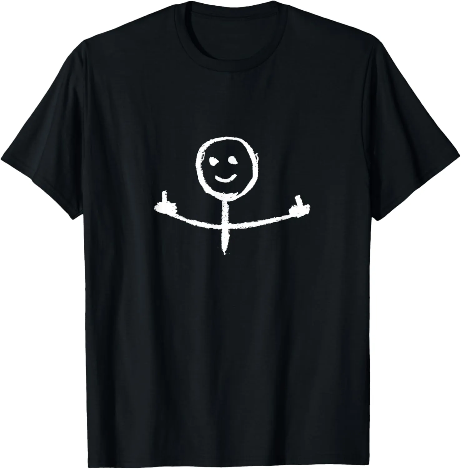 #lele Hand Painted Male Stick Figure Showing Middle Finger T-Shirt