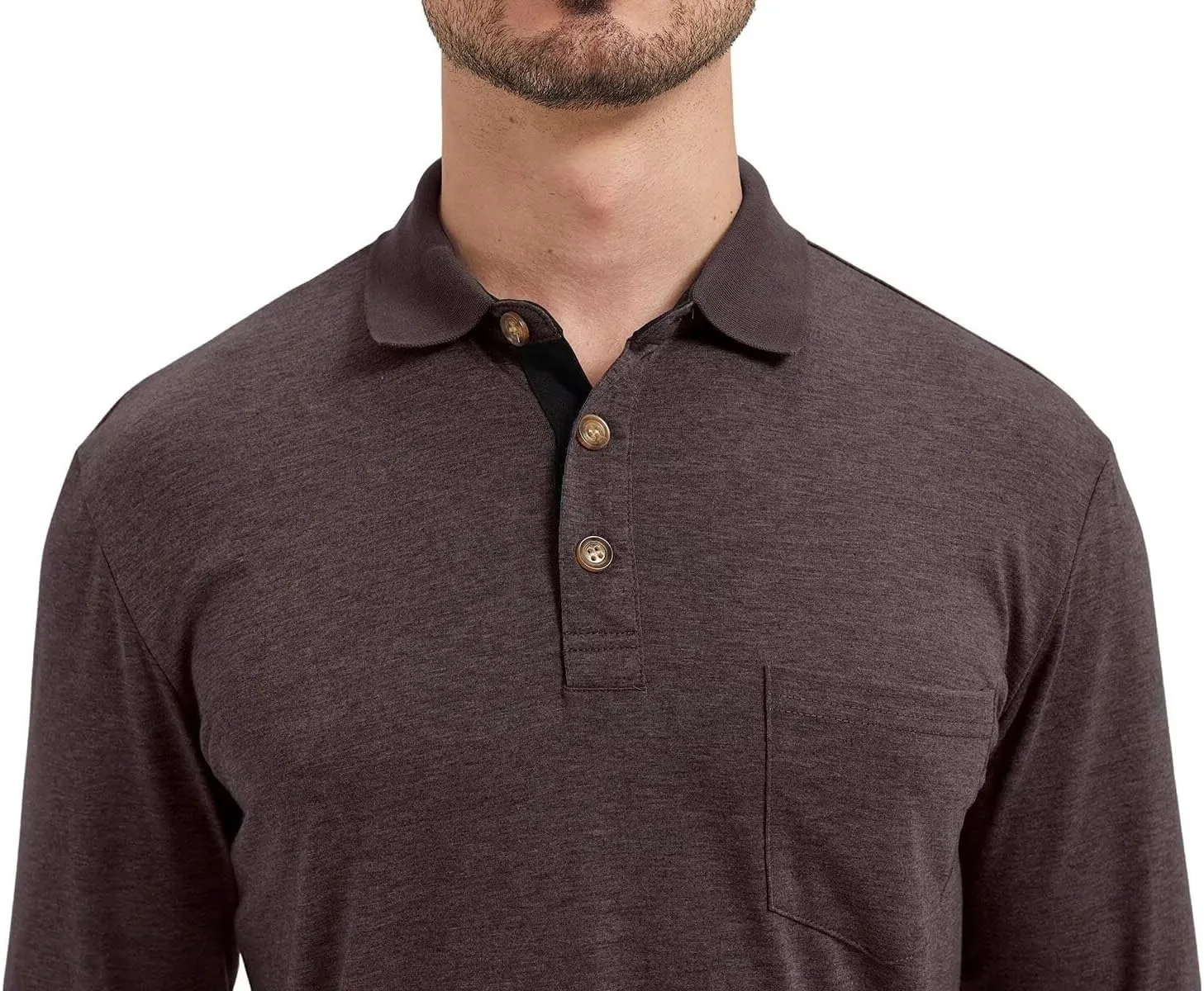 Men's Fashion Polo Shirts Casual Lightweight Long Sleeve Button Shirt with Pocket