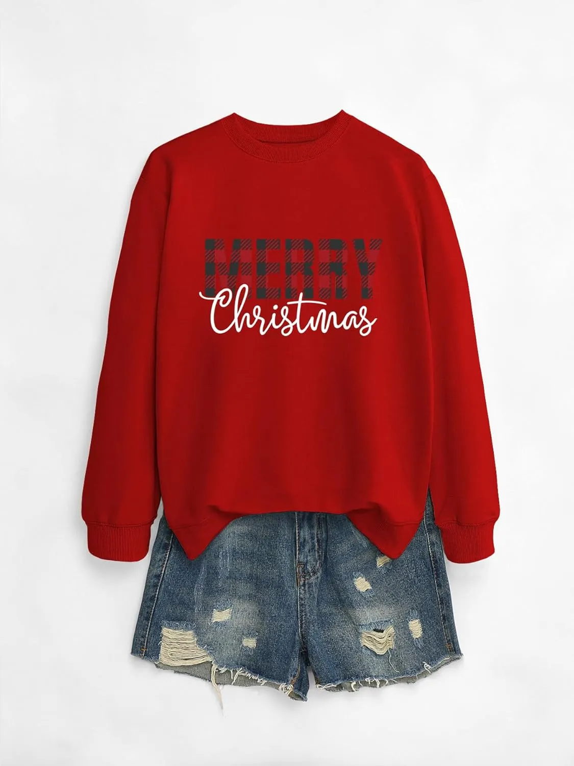 Merry Christmas Sweatshirt Women Xmas Graphic Pullover Holiday Vacation Sweatshirt Crewneck Long Sleeve Shirts