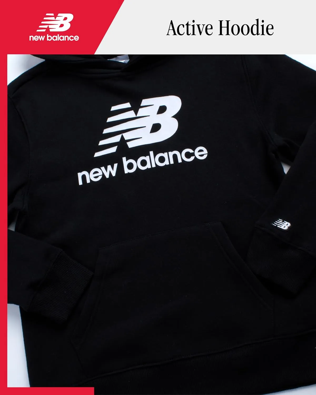 New Balance Boys Hoodie - Fleece Pullover Sweatshirt, Comfy Long Sleeve Hoodies for Boys with Kangaroo Pocket (Sizes 4-20)
