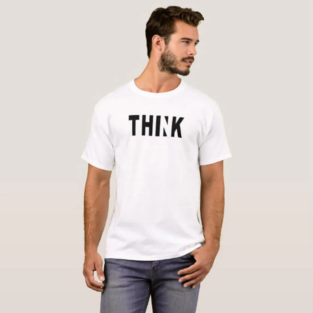 Nutcase Designer Round Neck Men's T-Shirt Wrinkle-Free Poly Cotton Tees - Think Typo