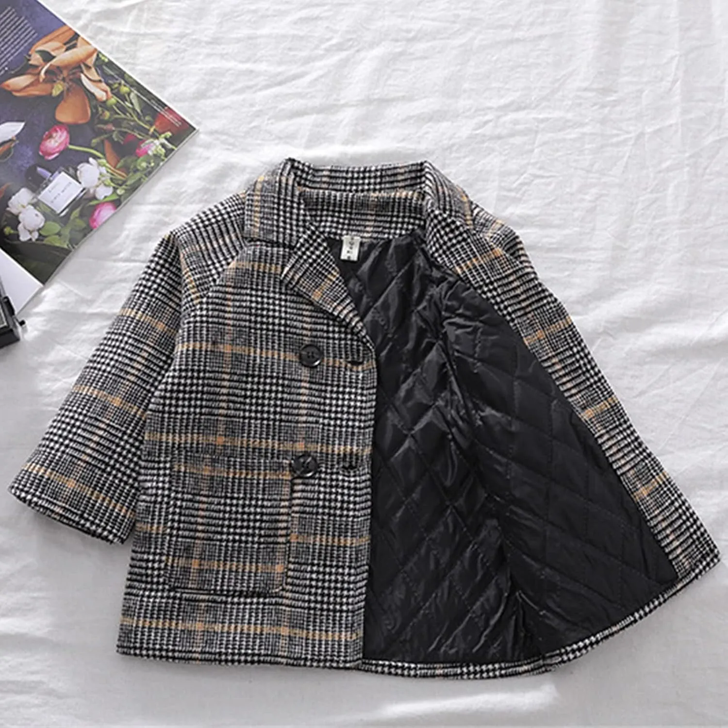 POLG Toddler Baby Girls Classic Wool Blend Coat Winter Double Breasted Trench Coat Outwear Pea Coat Jacket