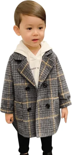 POLG Toddler Baby Girls Classic Wool Blend Coat Winter Double Breasted Trench Coat Outwear Pea Coat Jacket