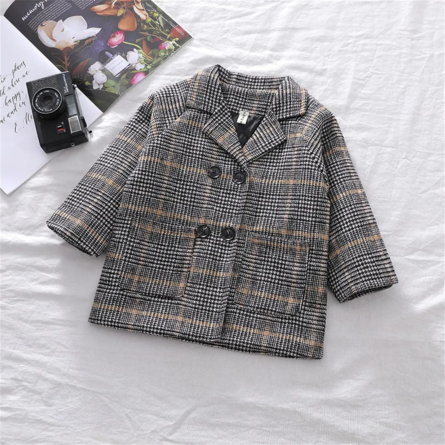 POLG Toddler Baby Girls Classic Wool Blend Coat Winter Double Breasted Trench Coat Outwear Pea Coat Jacket