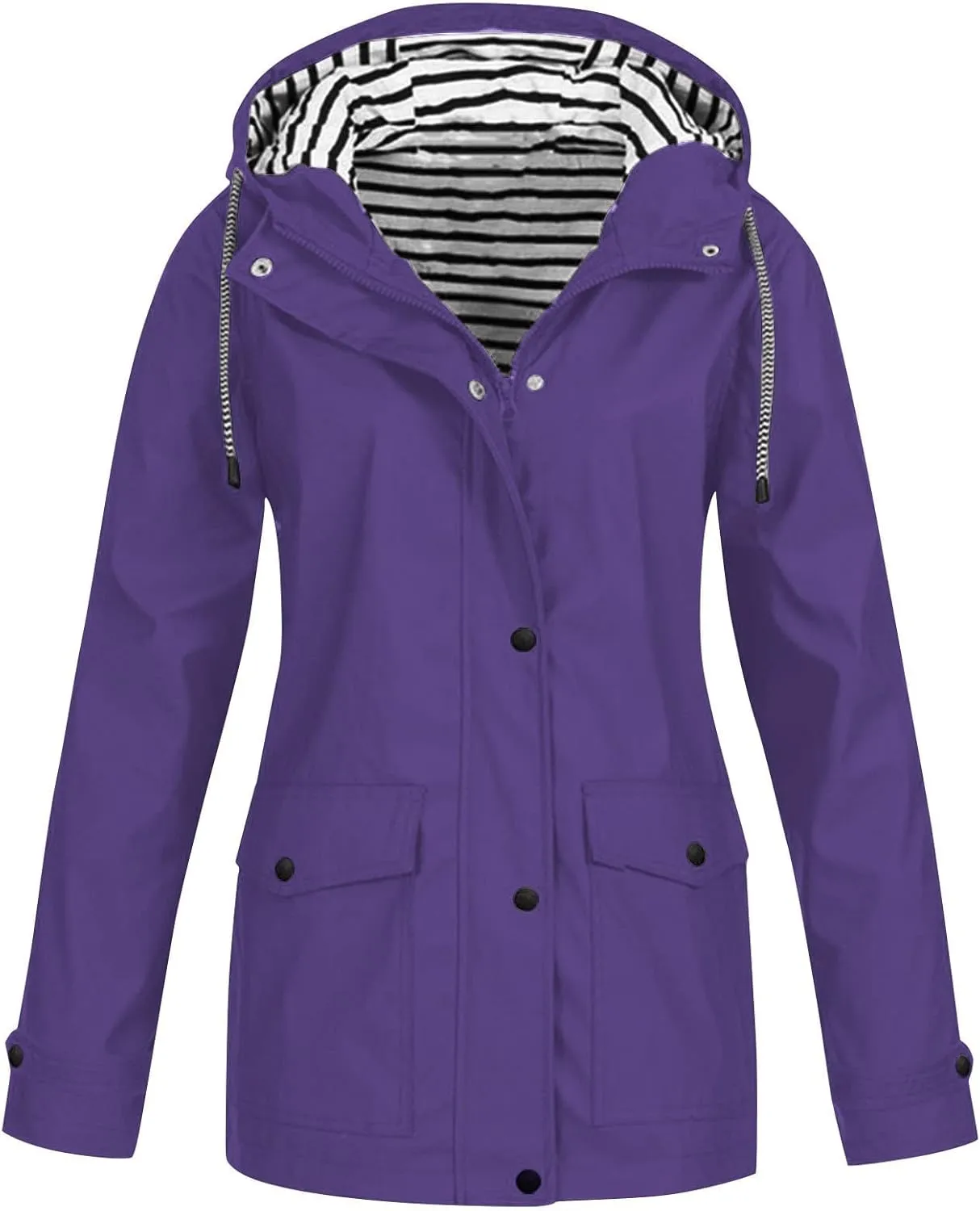 Rain Jacket Women,2025 Spring Trendy Zip Lined Waterproof Rain Coats Lightweight Outdoor Hiking Hooded Windbreaker