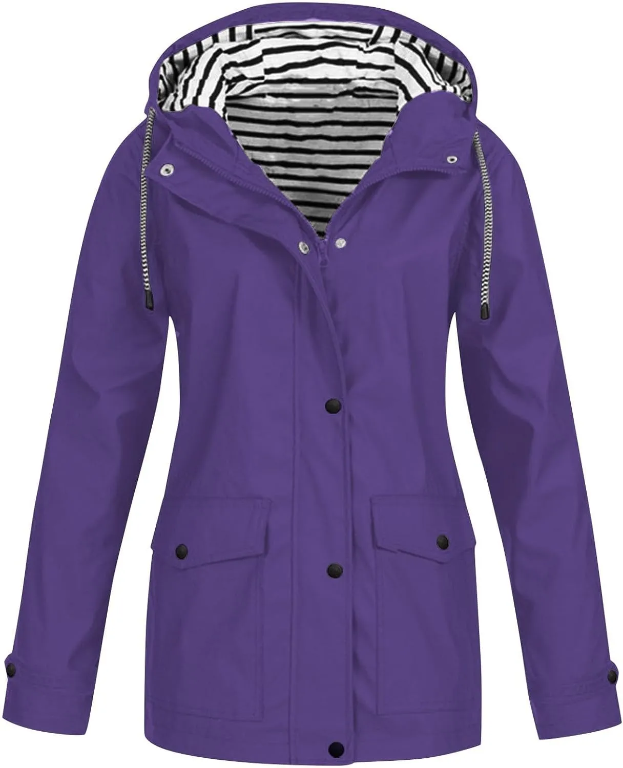 Rain Jacket Women,2025 Spring Trendy Zip Lined Waterproof Rain Coats Lightweight Outdoor Hiking Hooded Windbreaker