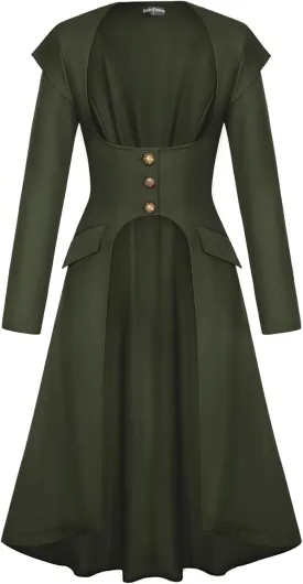 Scarlet Darkness Renaissance Costume Women Trench Coats Underbust Victorian Steampunk Jacket Pirate Long Jackets