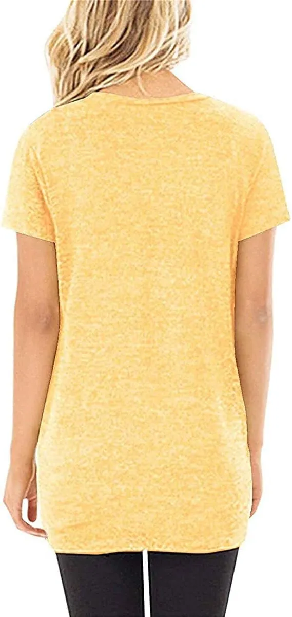 Summer Tops for Women Short Sleeve Twist Knot T-Shirts Ladies T Shirts for Women Tie Front Comfy Tee Casual Loose Fit Tshirts