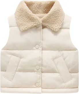 Toddler Baby Boys Girls Puffer Vest Winter Sleeveless Bubble Jacket Stand Collar Thick Insulated Padded Warm Coat