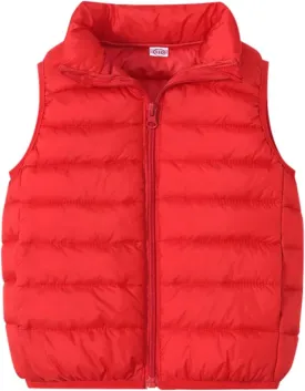Unisex Baby Vest Stand Up Zip Up Sleeveless Jacket for Winter Fall Hooded Coats for Teen Girls