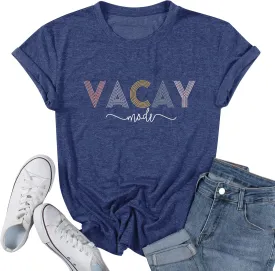 Vacay Mode T Shirts for Women Summer Beach Hawaii Vacation Short Sleeve Tops Holiday Cruise Getaway T Shirts
