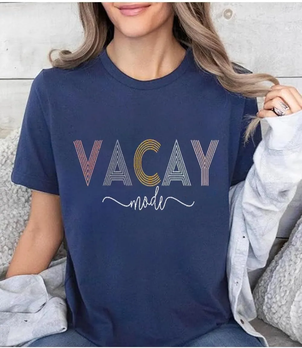 Vacay Mode T Shirts for Women Summer Beach Hawaii Vacation Short Sleeve Tops Holiday Cruise Getaway T Shirts