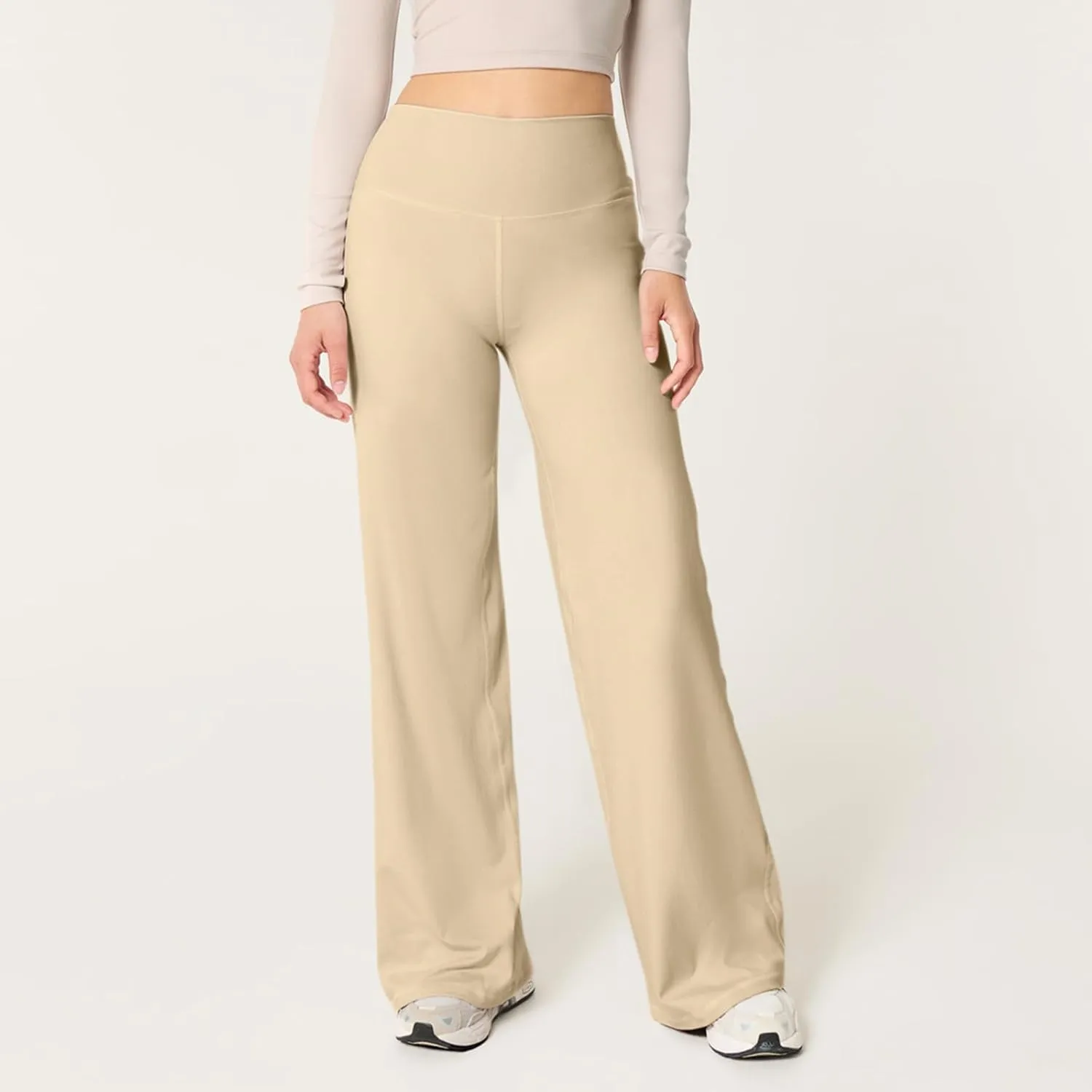 Wide Leg Pants for Women Soft Stretchy Tummy Control Yoga Pants Athletic Workout Pants Cozy Bootcut Leggings Trousers