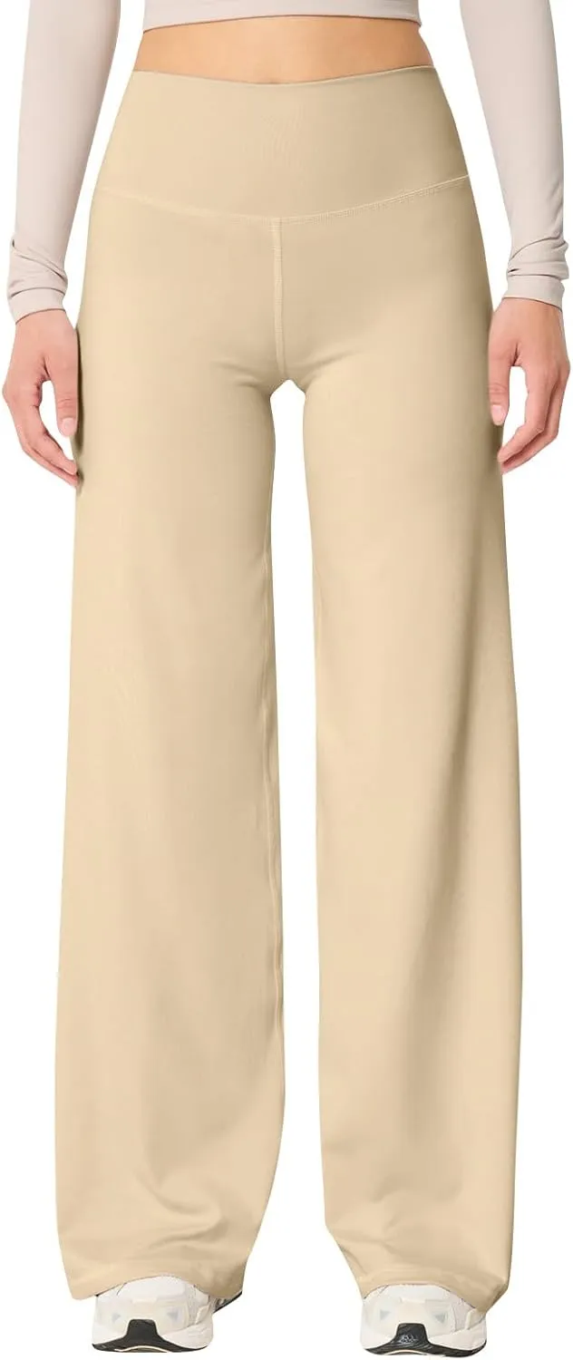 Wide Leg Pants for Women Soft Stretchy Tummy Control Yoga Pants Athletic Workout Pants Cozy Bootcut Leggings Trousers