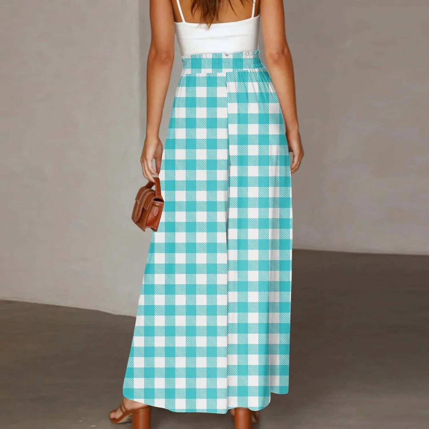 Wide Leg Pants Woman Summer 2025 Flowy High Waisted Trousers Baggy Drawstring Beach Pant with Pockets