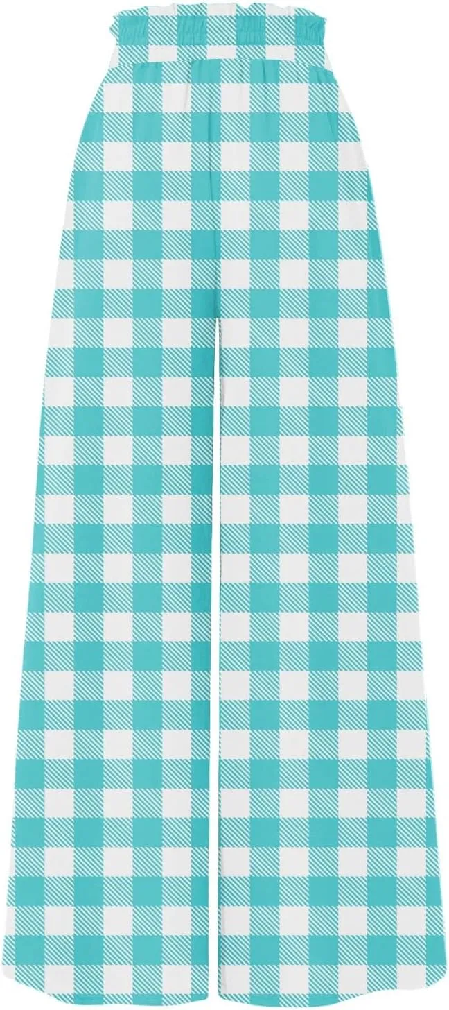 Wide Leg Pants Woman Summer 2025 Flowy High Waisted Trousers Baggy Drawstring Beach Pant with Pockets