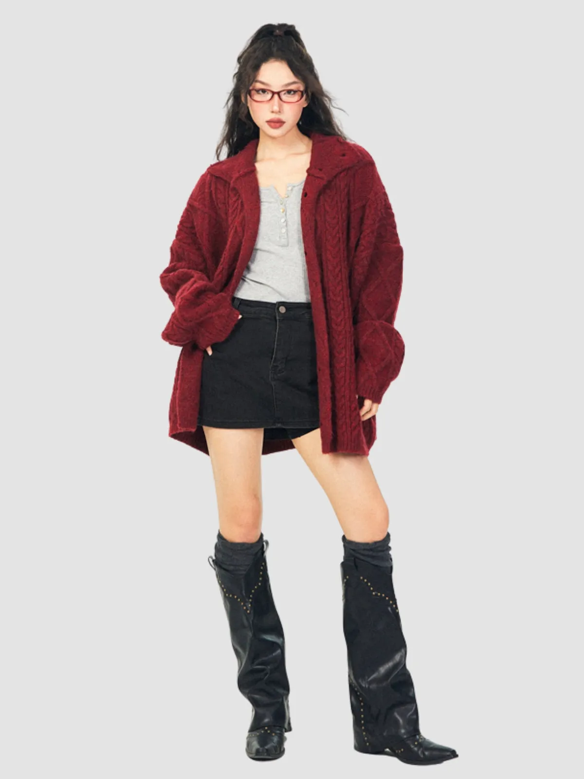 WLS Retro Loose Knitted Cardigan