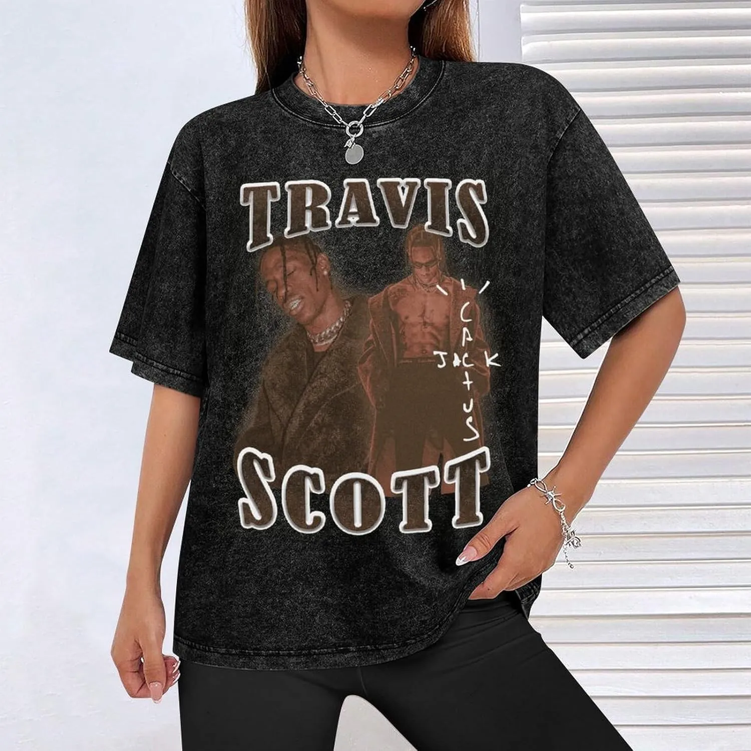 Women Crew Neck Short Sleeve Vintage T-Shirt