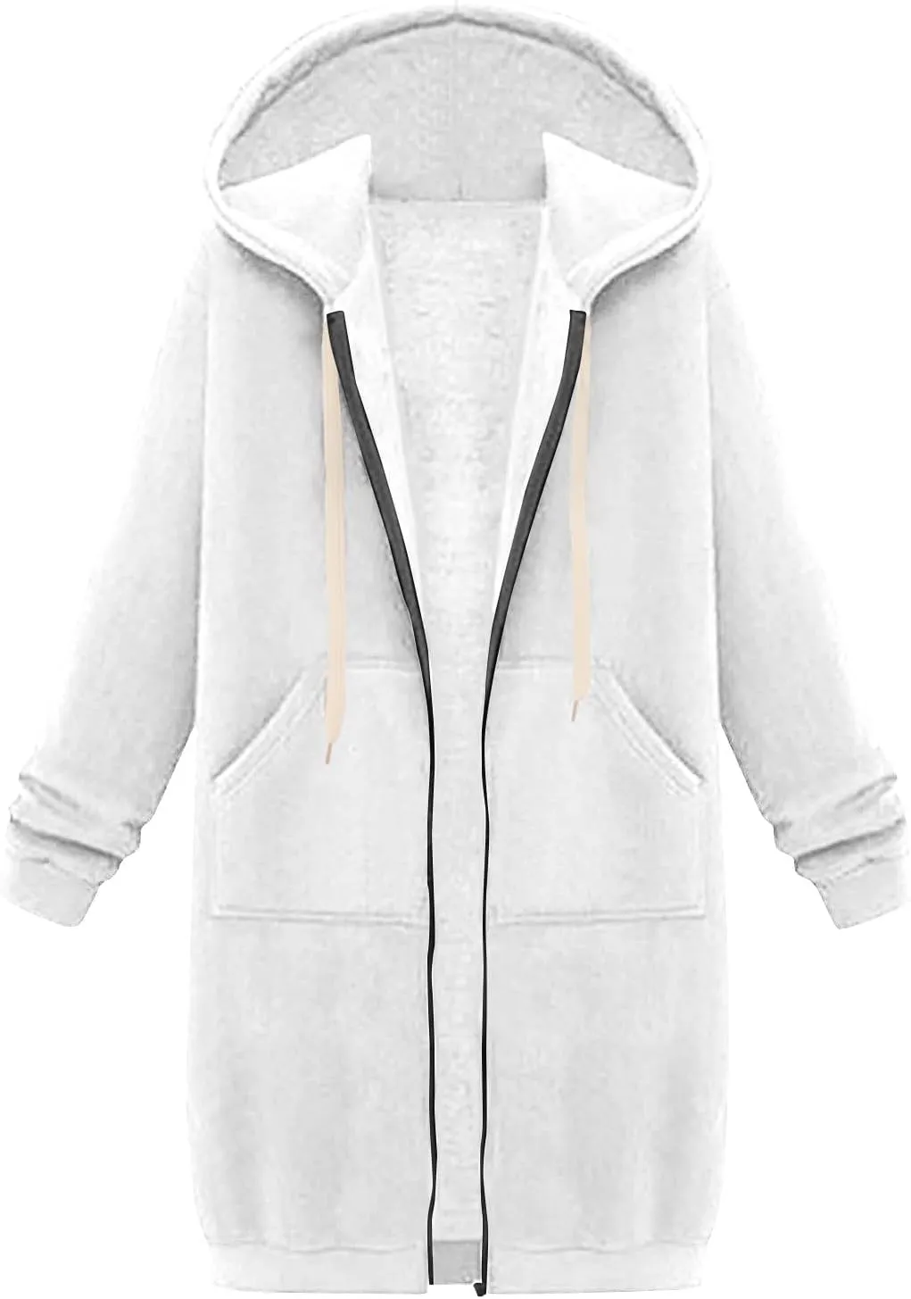 Women's Zip Up Long Hoodies Long Sleeve Drawstring Hooded Sweatshirts 2025 Fall Oversized Fleece Jackets with Pockets
